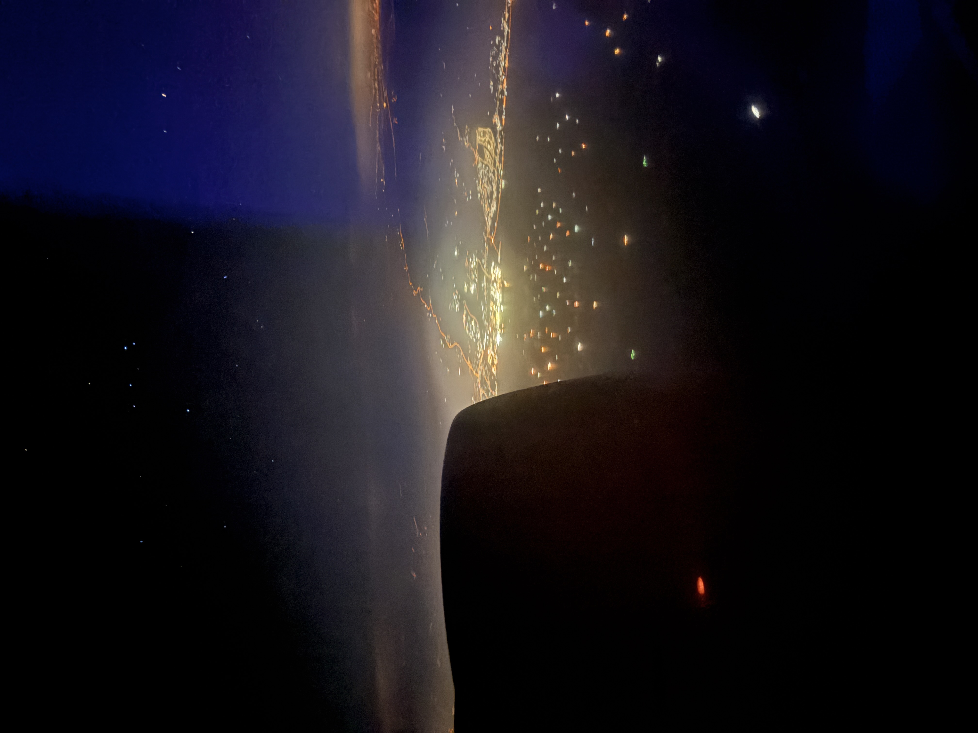 Approaching Doha by night
